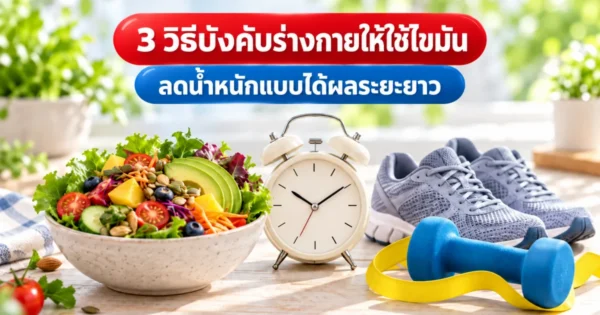 สลัดผัก นาฬิกาปลุก รองเท้าวิ่ง และดัมเบล สื่อถึง 3 วิธีลดไขมัน